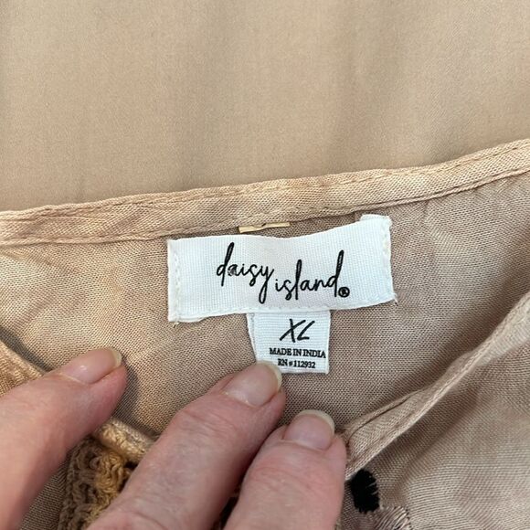 NWT Daisy Island szXL brown tan cream tie dye summer dress w/tie in back - Picture 6 of 12